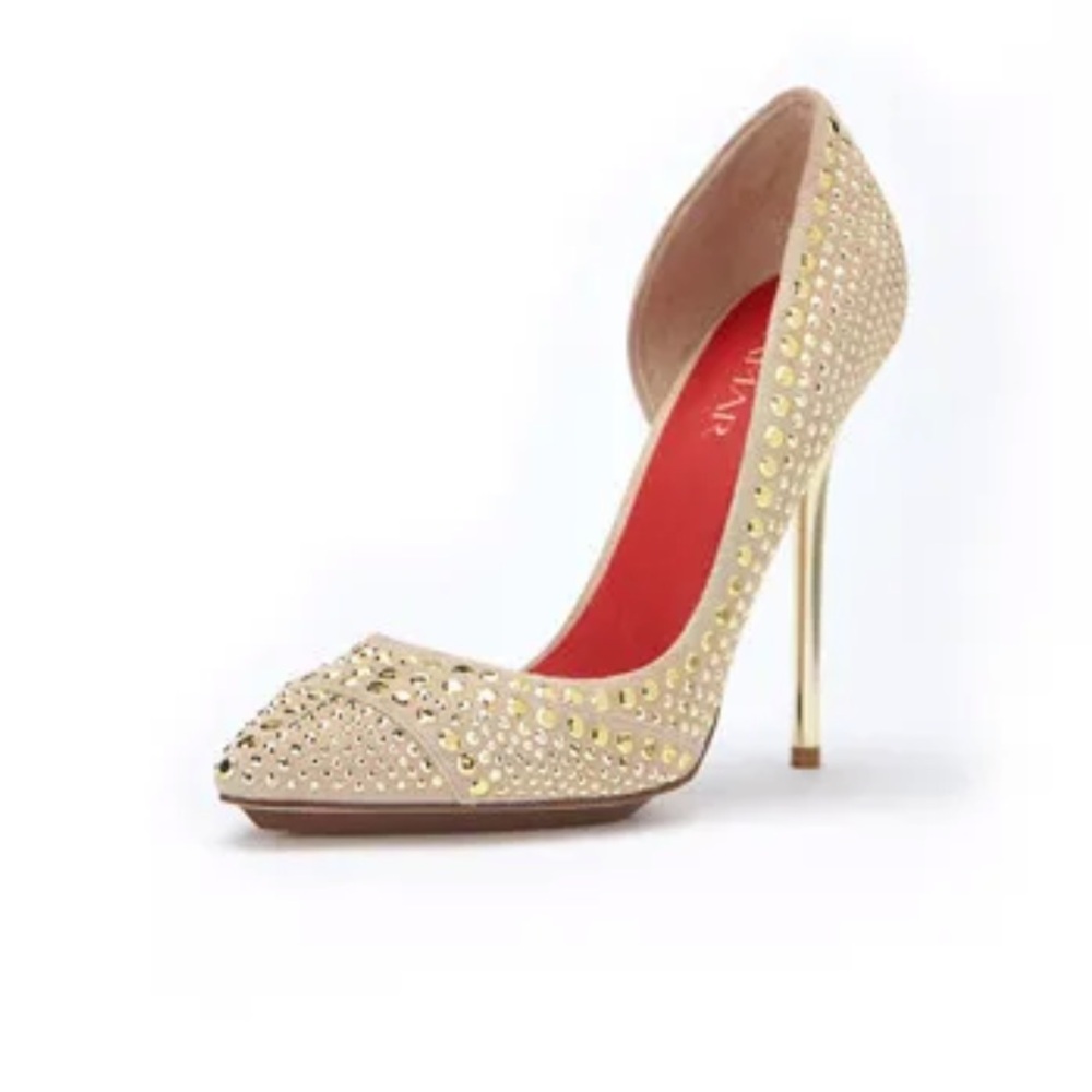 Tamar Nude & Gold Rhinestone Stiletto Heels ✨👠 (Previously Loved 💕) 7.5 M